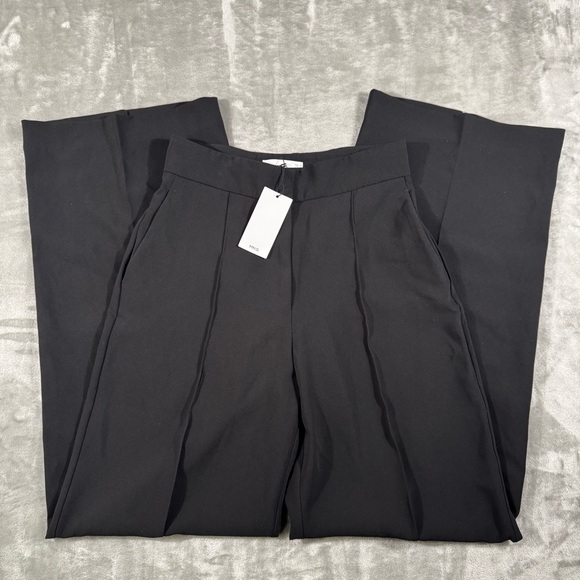 MNG/Mango Wide Leg Suit Trousers Black Women's Size 6 NWT - Picture 1 of 10